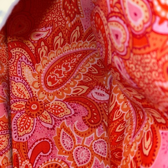 Vera Bradley Pink Tangerine Orange Quilted Zip Top Shoulder VB Bag Flat Bottom - Picture 11 of 16